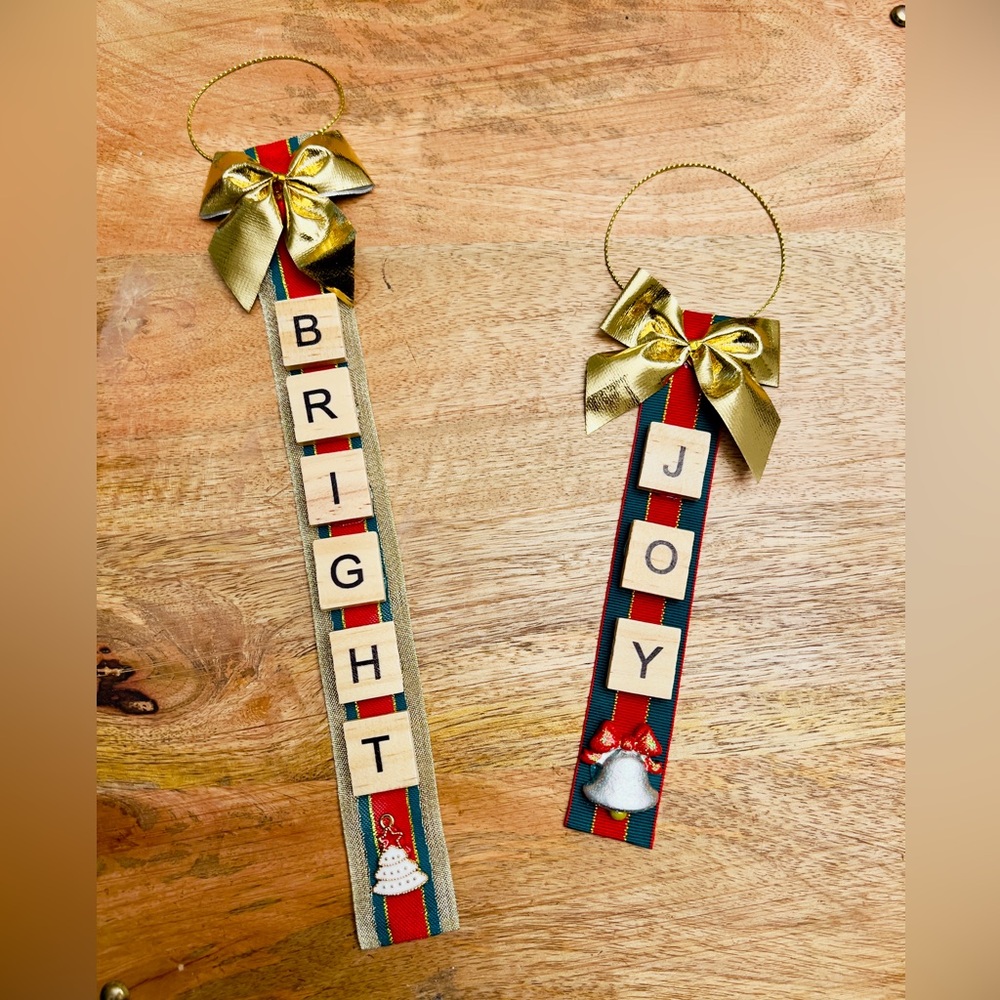 Handmade Scrabble Tile Christmas Ornament – Custom Holiday Word Décor - Picture 3 of 14